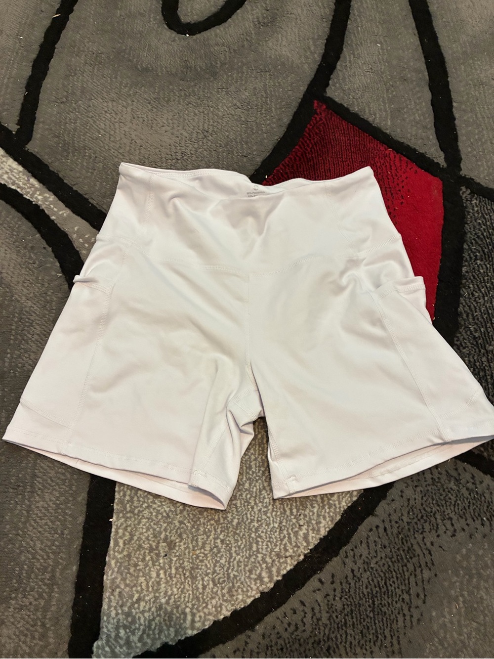 High-Waist White Bike Shorts with Side Pockets